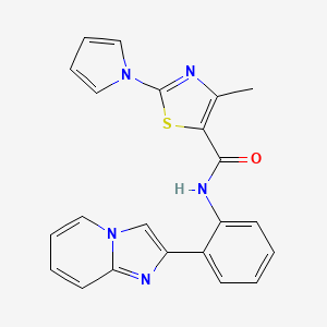 molecular formula C22H17N5OS B2460511 N-(2-(imidazo[1,2-a]pyridin-2-yl)phenyl)-4-methyl-2-(1H-pyrrol-1-yl)thiazole-5-carboxamide CAS No. 1795296-74-0