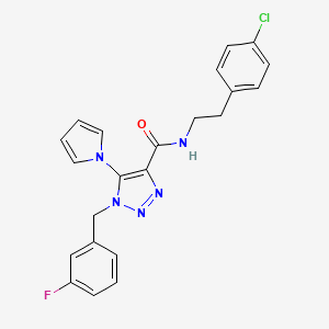 molecular formula C22H19ClFN5O B2460520 N-[2-(4-chlorophenyl)ethyl]-1-[(3-fluorophenyl)methyl]-5-(1H-pyrrol-1-yl)-1H-1,2,3-triazole-4-carboxamide CAS No. 1243085-91-7