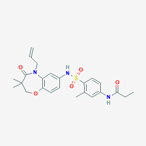 molecular formula C24H29N3O5S B2460542 N-(4-(N-(5-allyl-3,3-dimethyl-4-oxo-2,3,4,5-tetrahydrobenzo[b][1,4]oxazepin-7-yl)sulfamoyl)-3-methylphenyl)propionamide CAS No. 922078-31-7