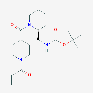 molecular formula C20H33N3O4 B2460550 Tert-butyl N-[[(2S)-1-(1-prop-2-enoylpiperidine-4-carbonyl)piperidin-2-yl]methyl]carbamate CAS No. 2361596-61-2