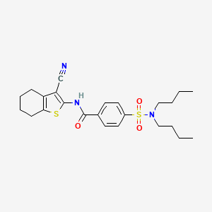 molecular formula C24H31N3O3S2 B2460576 N-(3-cyano-4,5,6,7-tetrahydro-1-benzothiophen-2-yl)-4-(dibutylsulfamoyl)benzamide CAS No. 683765-40-4