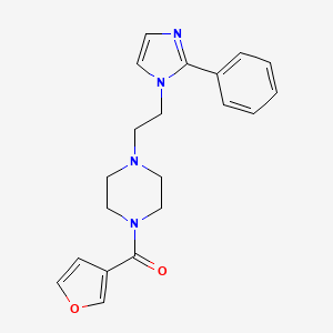 molecular formula C20H22N4O2 B2460628 furan-3-yl(4-(2-(2-phenyl-1H-imidazol-1-yl)ethyl)piperazin-1-yl)methanone CAS No. 1797720-22-9