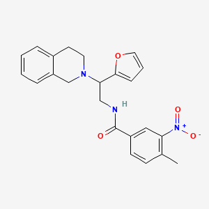molecular formula C23H23N3O4 B2460709 N-(2-(3,4-dihydroisoquinolin-2(1H)-yl)-2-(furan-2-yl)ethyl)-4-methyl-3-nitrobenzamide CAS No. 898458-65-6