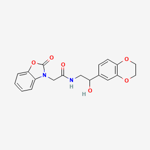 molecular formula C19H18N2O6 B2460711 N-(2-(2,3-dihydrobenzo[b][1,4]dioxin-6-yl)-2-hydroxyethyl)-2-(2-oxobenzo[d]oxazol-3(2H)-yl)acetamide CAS No. 2034585-36-7