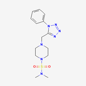 molecular formula C14H21N7O2S B2460755 N,N-dimethyl-4-((1-phenyl-1H-tetrazol-5-yl)methyl)piperazine-1-sulfonamide CAS No. 1040680-00-9
