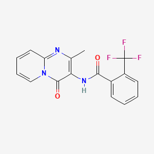 molecular formula C17H12F3N3O2 B2460796 N-{2-methyl-4-oxo-4H-pyrido[1,2-a]pyrimidin-3-yl}-2-(trifluoromethyl)benzamide CAS No. 946256-30-0