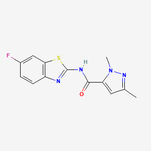 molecular formula C13H11FN4OS B2460797 N-(6-fluorobenzo[d]thiazol-2-yl)-1,3-dimethyl-1H-pyrazole-5-carboxamide CAS No. 1013771-37-3