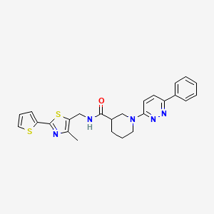 molecular formula C25H25N5OS2 B2460810 N-((4-methyl-2-(thiophen-2-yl)thiazol-5-yl)methyl)-1-(6-phenylpyridazin-3-yl)piperidine-3-carboxamide CAS No. 1705705-76-5