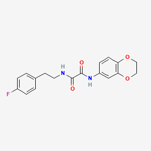 molecular formula C18H17FN2O4 B2460916 N1-(2,3-dihydrobenzo[b][1,4]dioxin-6-yl)-N2-(4-fluorophenethyl)oxalamide CAS No. 899956-35-5