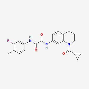 molecular formula C22H22FN3O3 B2460941 N-(1-cyclopropanecarbonyl-1,2,3,4-tetrahydroquinolin-7-yl)-N'-(3-fluoro-4-methylphenyl)ethanediamide CAS No. 898429-54-4