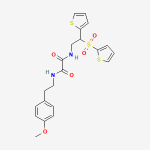 molecular formula C21H22N2O5S3 B2460961 N'-[2-(4-methoxyphenyl)ethyl]-N-[2-(thiophen-2-yl)-2-(thiophene-2-sulfonyl)ethyl]ethanediamide CAS No. 896337-68-1