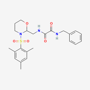 molecular formula C23H29N3O5S B2460964 N1-benzyl-N2-((3-(mesitylsulfonyl)-1,3-oxazinan-2-yl)methyl)oxalamide CAS No. 872881-69-1