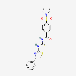 molecular formula C21H20N4O3S3 B2460970 N-((4-phenylthiazol-2-yl)carbamothioyl)-4-(pyrrolidin-1-ylsulfonyl)benzamide CAS No. 477323-63-0