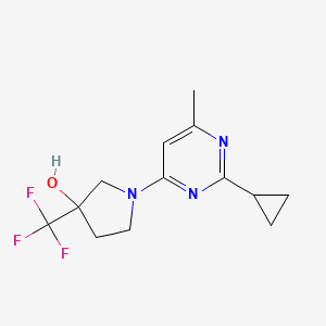 molecular formula C13H16F3N3O B2460977 1-(2-Cyclopropyl-6-methylpyrimidin-4-yl)-3-(trifluoromethyl)pyrrolidin-3-ol CAS No. 2097863-43-7