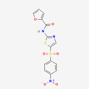 molecular formula C14H9N3O6S2 B2460979 N-[5-(4-nitrobenzenesulfonyl)-1,3-thiazol-2-yl]furan-2-carboxamide CAS No. 302548-37-4