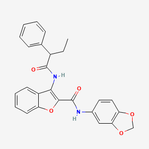 N-(benzo[d][1,3]dioxol-5-yl)-3-(2-phenylbutanamido)benzofuran-2-carboxamide
