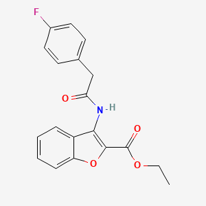molecular formula C19H16FNO4 B2461015 Ethyl 3-(2-(4-fluorophenyl)acetamido)benzofuran-2-carboxylate CAS No. 847406-19-3