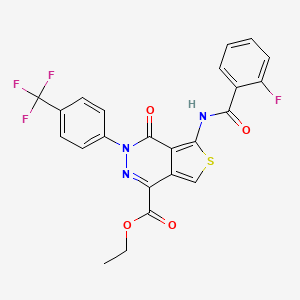 molecular formula C23H15F4N3O4S B2461062 Ethyl 5-(2-fluorobenzamido)-4-oxo-3-(4-(trifluoromethyl)phenyl)-3,4-dihydrothieno[3,4-d]pyridazine-1-carboxylate CAS No. 851951-24-1