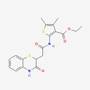 molecular formula C19H20N2O4S2 B2461079 ethyl 4,5-dimethyl-2-[2-(3-oxo-3,4-dihydro-2H-1,4-benzothiazin-2-yl)acetamido]thiophene-3-carboxylate CAS No. 302804-36-0