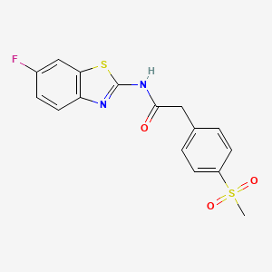 molecular formula C16H13FN2O3S2 B2461090 N-(6-fluorobenzo[d]thiazol-2-yl)-2-(4-(methylsulfonyl)phenyl)acetamide CAS No. 941930-56-9