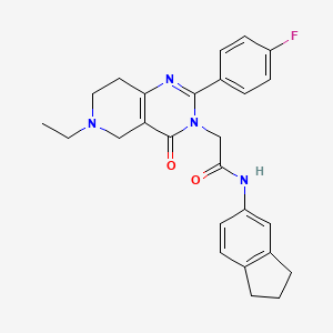 molecular formula C26H27FN4O2 B2461175 N-(2,3-dihydro-1H-inden-5-yl)-2-(6-ethyl-2-(4-fluorophenyl)-4-oxo-5,6,7,8-tetrahydropyrido[4,3-d]pyrimidin-3(4H)-yl)acetamide CAS No. 1286721-67-2