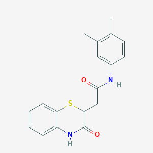 molecular formula C18H18N2O2S B2461176 N-(3,4-Dimethylphenyl)-2-(3-oxo-3,4-dihydro-2H-1,4-benzothiazin-2-yl)acetamide CAS No. 367908-28-9
