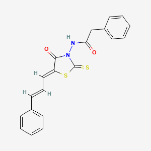 molecular formula C20H16N2O2S2 B2461184 N-((Z)-4-oxo-5-((E)-3-phenylallylidene)-2-thioxothiazolidin-3-yl)-2-phenylacetamide CAS No. 380547-20-6
