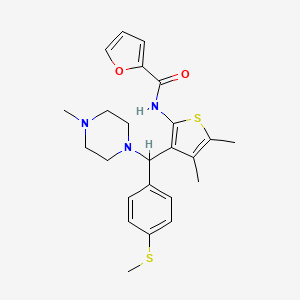 molecular formula C24H29N3O2S2 B2461187 N-{4,5-DIMETHYL-3-[(4-METHYLPIPERAZIN-1-YL)[4-(METHYLSULFANYL)PHENYL]METHYL]THIOPHEN-2-YL}FURAN-2-CARBOXAMIDE CAS No. 622802-02-2