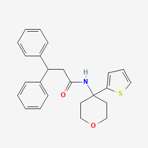 3,3-diphenyl-N-(4-(thiophen-2-yl)tetrahydro-2H-pyran-4-yl)propanamide