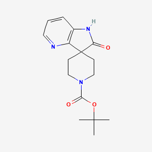 molecular formula C16H21N3O3 B2461195 Spiro[piperidine-4,3'-[3H]pyrrolo[3,2-b]pyridine]-1-carboxylic acid, 1',2'-dihydro-2'-oxo-, 1,1-dimethylethyl ester CAS No. 1290625-80-7