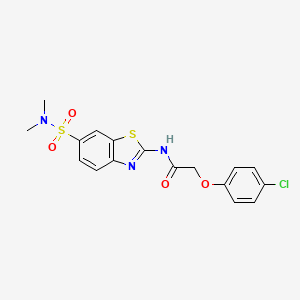 molecular formula C17H16ClN3O4S2 B2461303 2-(4-chlorophenoxy)-N-[6-(dimethylsulfamoyl)-1,3-benzothiazol-2-yl]acetamide 