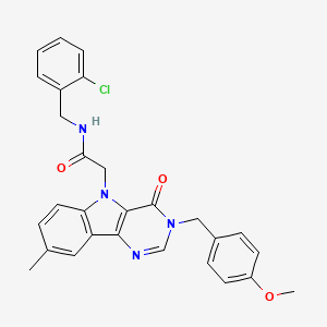 molecular formula C28H25ClN4O3 B2461314 N-(2-chlorobenzyl)-2-(3-(4-methoxybenzyl)-8-methyl-4-oxo-3H-pyrimido[5,4-b]indol-5(4H)-yl)acetamide CAS No. 1215468-05-5
