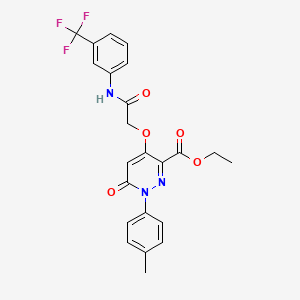 molecular formula C23H20F3N3O5 B2461321 ethyl 1-(4-methylphenyl)-6-oxo-4-({[3-(trifluoromethyl)phenyl]carbamoyl}methoxy)-1,6-dihydropyridazine-3-carboxylate CAS No. 899729-52-3