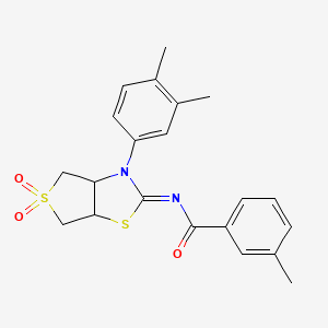 (Z)-N-(3-(3,4-dimethylphenyl)-5,5-dioxidotetrahydrothieno[3,4-d]thiazol-2(3H)-ylidene)-3-methylbenzamide