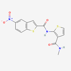 molecular formula C15H11N3O4S2 B2461347 N-[3-(methylcarbamoyl)thiophen-2-yl]-5-nitro-1-benzothiophene-2-carboxamide CAS No. 941916-58-1