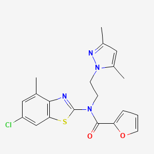 N-(6-chloro-4-methylbenzo[d]thiazol-2-yl)-N-(2-(3,5-dimethyl-1H-pyrazol-1-yl)ethyl)furan-2-carboxamide
