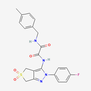 molecular formula C21H19FN4O4S B2461357 N-[2-(4-fluorophenyl)-5,5-dioxo-2H,4H,6H-5lambda6-thieno[3,4-c]pyrazol-3-yl]-N'-[(4-methylphenyl)methyl]ethanediamide CAS No. 899961-92-3