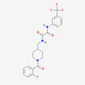 molecular formula C22H21F4N3O3 B2461365 N-{[1-(2-fluorobenzoyl)piperidin-4-yl]methyl}-N'-[3-(trifluoromethyl)phenyl]ethanediamide CAS No. 1235107-35-3