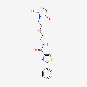 molecular formula C18H19N3O4S B2461375 N-{2-[2-(2,5-dioxopyrrolidin-1-yl)ethoxy]ethyl}-2-phenyl-1,3-thiazole-4-carboxamide CAS No. 2319846-86-9