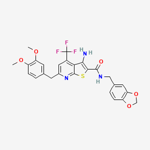 3-amino-N-(1,3-benzodioxol-5-ylmethyl)-6-(3,4-dimethoxybenzyl)-4-(trifluoromethyl)thieno[2,3-b]pyridine-2-carboxamide