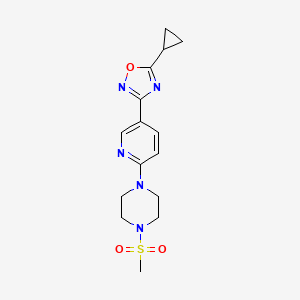 molecular formula C15H19N5O3S B2461391 1-[5-(5-CYCLOPROPYL-1,2,4-OXADIAZOL-3-YL)PYRIDIN-2-YL]-4-METHANESULFONYLPIPERAZINE CAS No. 1421457-70-6