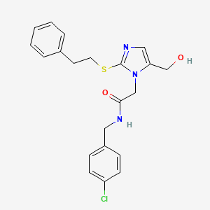 molecular formula C21H22ClN3O2S B2461403 N-[(4-chlorophenyl)methyl]-2-[5-(hydroxymethyl)-2-[(2-phenylethyl)sulfanyl]-1H-imidazol-1-yl]acetamide CAS No. 921876-86-0