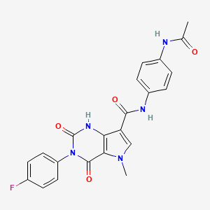 molecular formula C22H18FN5O4 B2461425 N-(4-acetamidophenyl)-3-(4-fluorophenyl)-5-methyl-2,4-dioxo-2,3,4,5-tetrahydro-1H-pyrrolo[3,2-d]pyrimidine-7-carboxamide CAS No. 921806-79-3