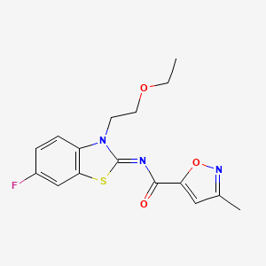 molecular formula C16H16FN3O3S B2461427 (E)-N-(3-(2-ethoxyethyl)-6-fluorobenzo[d]thiazol-2(3H)-ylidene)-3-methylisoxazole-5-carboxamide CAS No. 946256-57-1