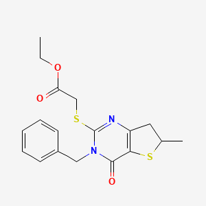 Ethyl 2-[(3-benzyl-6-methyl-4-oxo-6,7-dihydrothieno[3,2-d]pyrimidin-2-yl)sulfanyl]acetate