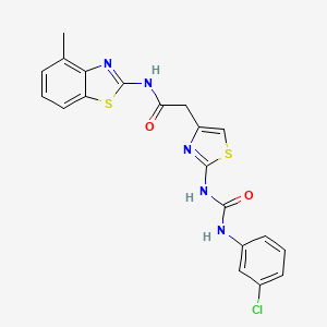 molecular formula C20H16ClN5O2S2 B2461448 2-(2-(3-(3-chlorophenyl)ureido)thiazol-4-yl)-N-(4-methylbenzo[d]thiazol-2-yl)acetamide CAS No. 897621-52-2