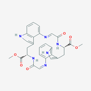molecular formula C28H26N6O6 B246148 dimethyl (6S,20S)-4,18-dioxo-2,5,10,16,19,24-hexazapentacyclo[20.6.1.18,11.025,29.015,30]triaconta-1(28),2,8,11(30),12,14,16,22,25(29),26-decaene-6,20-dicarboxylate 