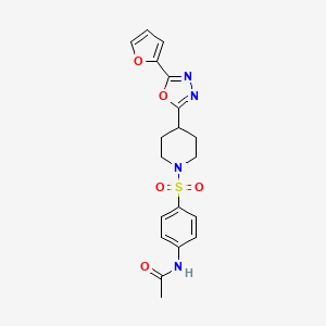 molecular formula C19H20N4O5S B2461502 N-(4-((4-(5-(furan-2-yl)-1,3,4-oxadiazol-2-yl)piperidin-1-yl)sulfonyl)phenyl)acetamide CAS No. 1171937-51-1