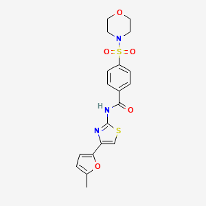 molecular formula C19H19N3O5S2 B2461512 N-[4-(5-methylfuran-2-yl)-1,3-thiazol-2-yl]-4-(morpholine-4-sulfonyl)benzamide CAS No. 361171-36-0