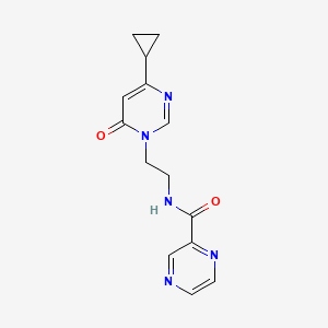 molecular formula C14H15N5O2 B2461527 N-(2-(4-cyclopropyl-6-oxopyrimidin-1(6H)-yl)ethyl)pyrazine-2-carboxamide CAS No. 2034511-53-8